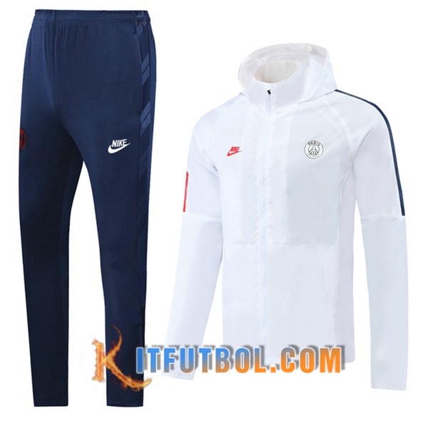 Nueva Chandal Futbol - Chaqueta Rompevientos + Pantalones Paris PSG Blanco 20/21