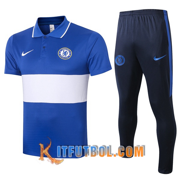 Nueva Polo Futbol FC Chelsea + Pantalones Azul Blanco 20/21