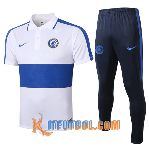 Nueva Polo Futbol FC Chelsea + Pantalones Blanco Azul 20/21