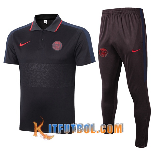 Nueva Polo Futbol Paris PSG + Pantalones Negro Gris 20/21