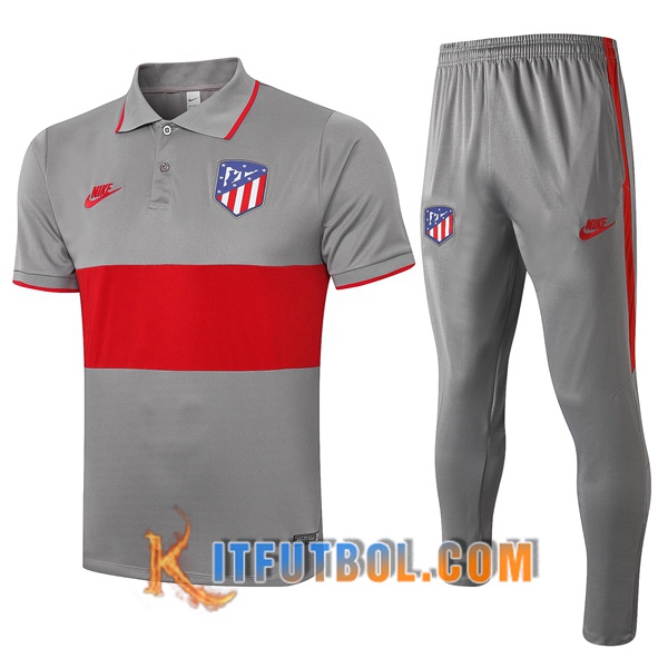 Nueva Polo Futbol Atletico Madrid + Pantalones Gris Roja 20/21