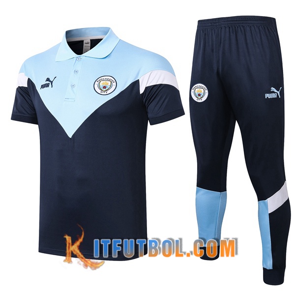 Nueva Polo Futbol Manchester City + Pantalones Azul 20/21
