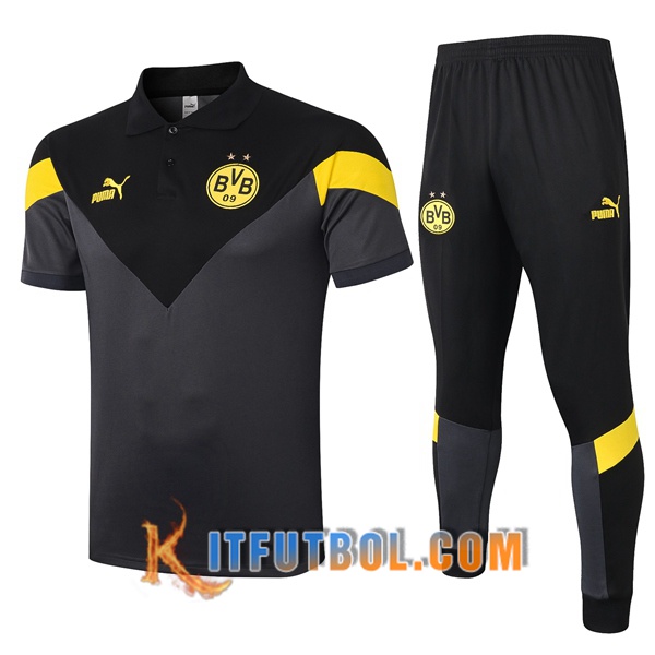 Nueva Polo Futbol Dortmund BVB + Pantalones Negro Gris 20/21