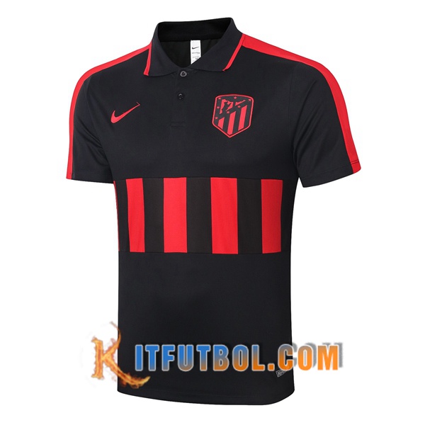 Nueva Polo Futbol Atletico Madrid Negro Roja 20/21