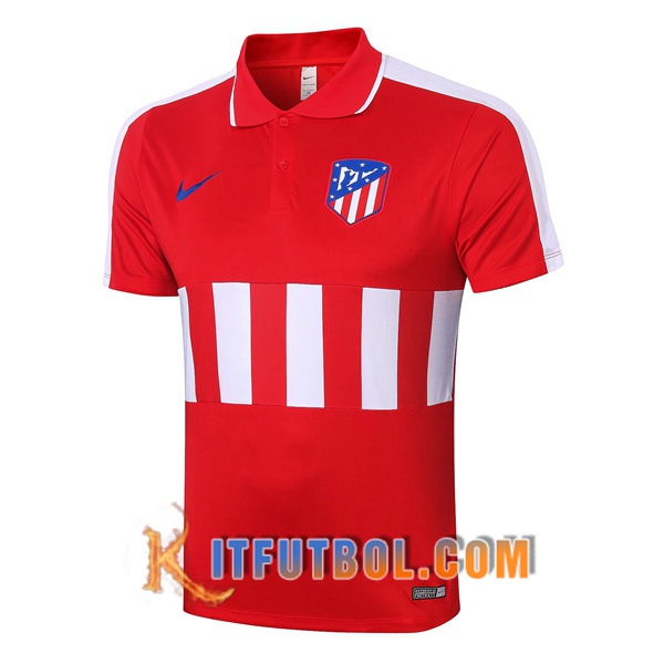 Nueva Polo Futbol Atletico Madrid Roja Blanco 20/21