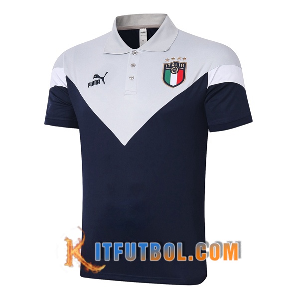 Nueva Polo Futbol Italia Gris Blanco 20/21