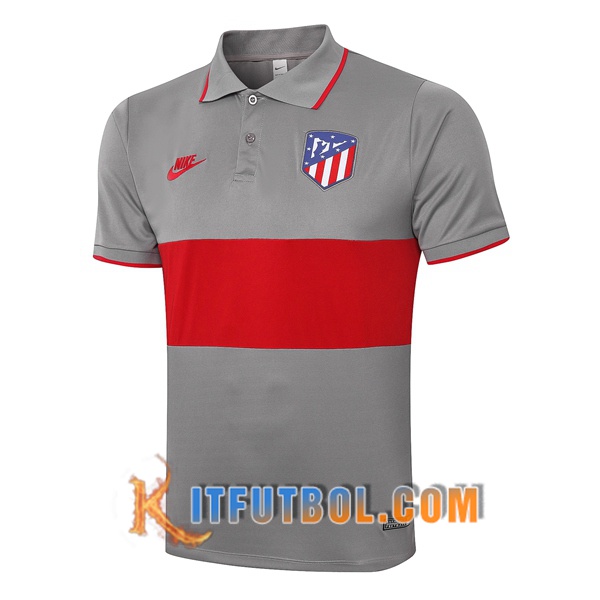 Nueva Polo Futbol Atletico Madrid Gris Roja 20/21