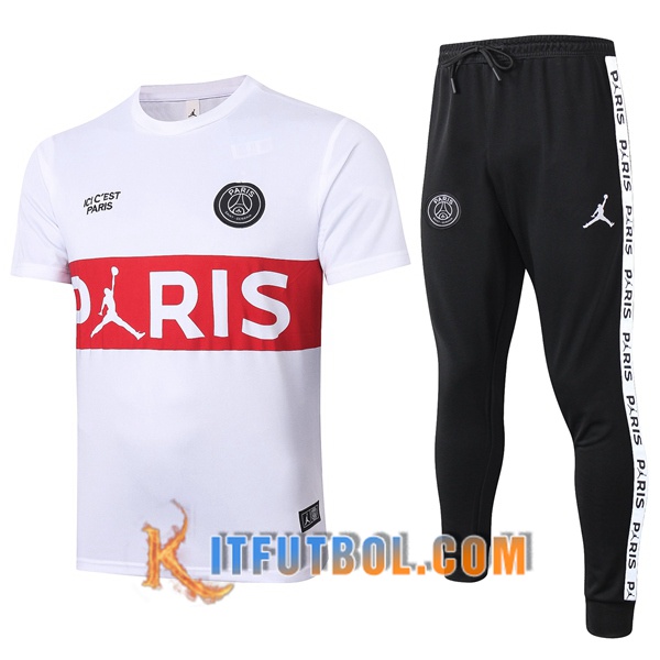 Camisetas de entrenamiento Paris PSG + Pantalones Blanco 20/21