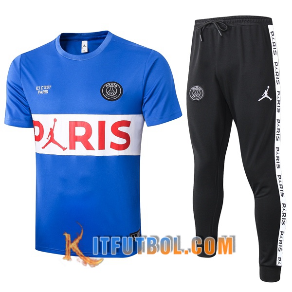 Camisetas de entrenamiento Paris PSG + Pantalones Azul Blanco 20/21