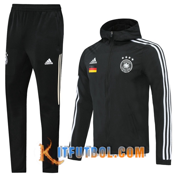 Nueva Chandal Futbol - Chaqueta Rompevientos + Pantalones Alemania Negro 20/21