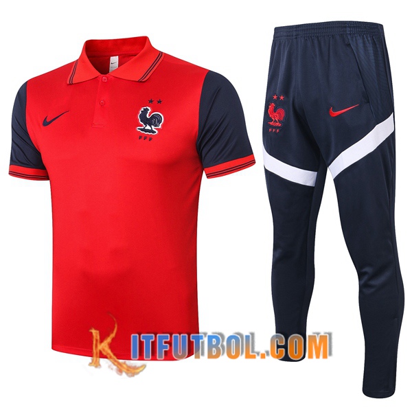 Nueva Polo Futbol Francia + Pantalones Roja 20/21