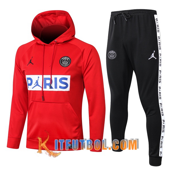 Nueva Chandal Futbol - Chaqueta con capucha + Pantalones Pairis PSG Jordan Roja 20/21