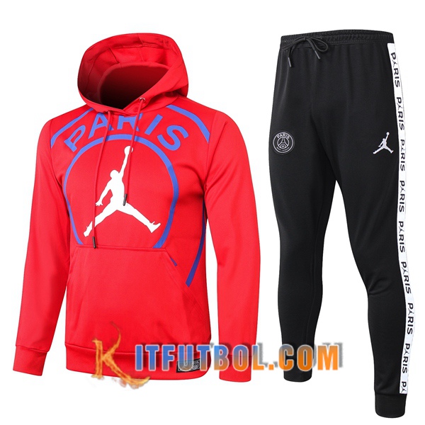 Nueva Chandal Futbol - Chaqueta con capucha + Pantalones Pairis PSG Jordan Roja 20/21