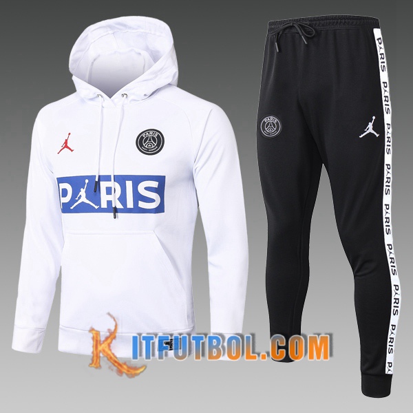 Nueva Chandal Futbol - Chaqueta Con Capucha PSG Jordan Ninos Blanco 20/21