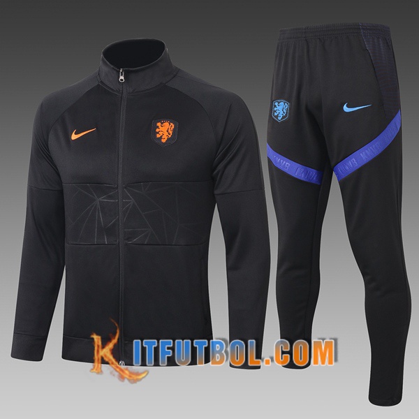 Nueva Chandal Futbol - Chaqueta Países Bajos Ninos Negro 20/21