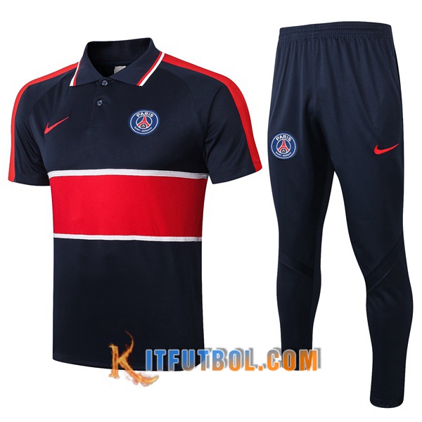 Nueva Polo Futbol Paris PSG + Pantalones Azul Royal Roja 20/21