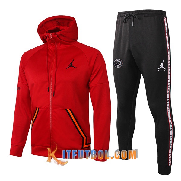 Nueva Chandal Futbol - Chaqueta con capucha + Pantalones Pairis PSG Jordan Roja 20/21