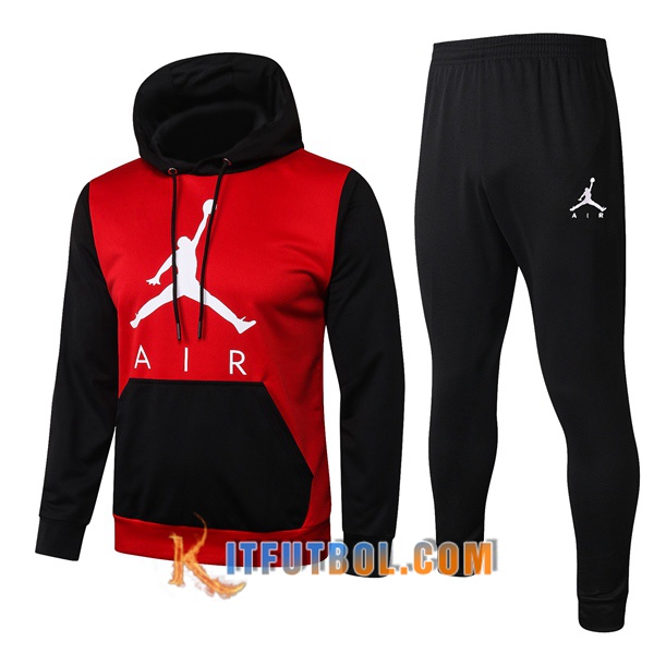 Nueva Chandal Futbol - Chaqueta con capucha + Pantalones Pairis PSG Jordan Roja Negro 20/21
