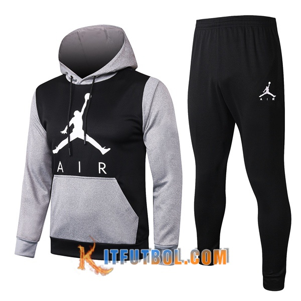 Nueva Chandal Futbol - Chaqueta con capucha + Pantalones Pairis PSG Jordan Negro Gris 20/21