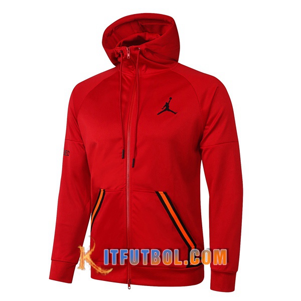 Nueva Chaqueta Futbol Con Capucha Pairis PSG Jordan Roja 20/21