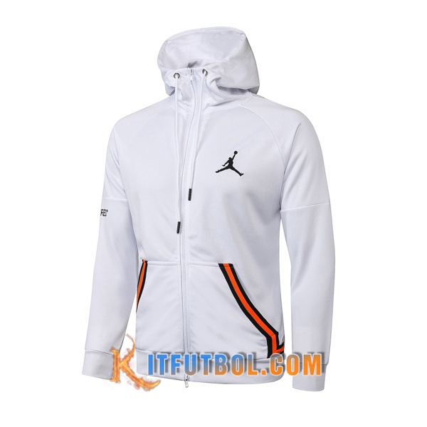 Nueva Chaqueta Futbol Con Capucha Pairis PSG Jordan Blanco 20/21