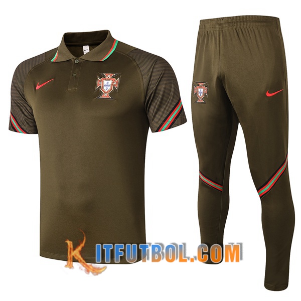 Nueva Polo Futbol Portugal + Pantalones Marron 20/21