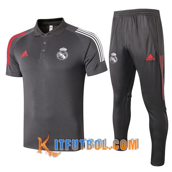 Nueva Polo Futbol Real Madrid + Pantalones Gris 20/21