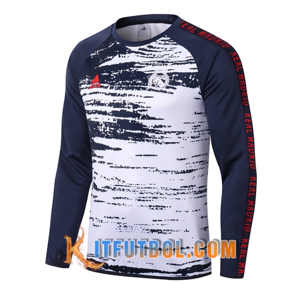 Nueva Entrenamiento Sudadera Real Madrid Azul Royal Blanco 20/21