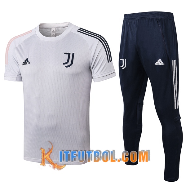Camisetas de entrenamiento Juventus + Pantalones Gris Claro 20/21