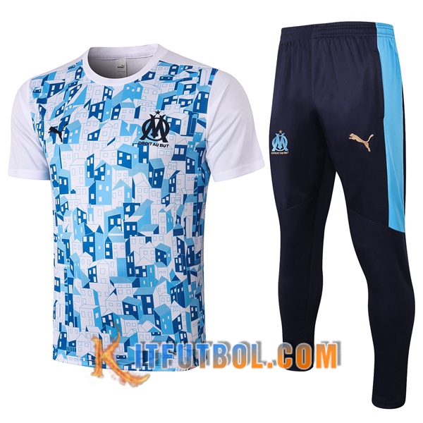 Camisetas de entrenamiento Marsella OM + Pantalones Blanco 20/21