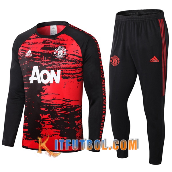 Nueva Chandal Futbol + Pantalones Manchester United Negro Roja 20/21