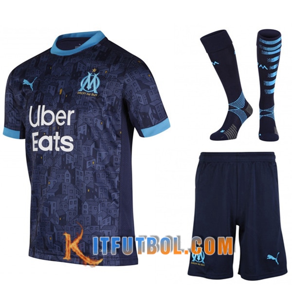 Traje Camisetas Futbol Marsella OM Segunda (Cortos+Calcetines) 2020/21