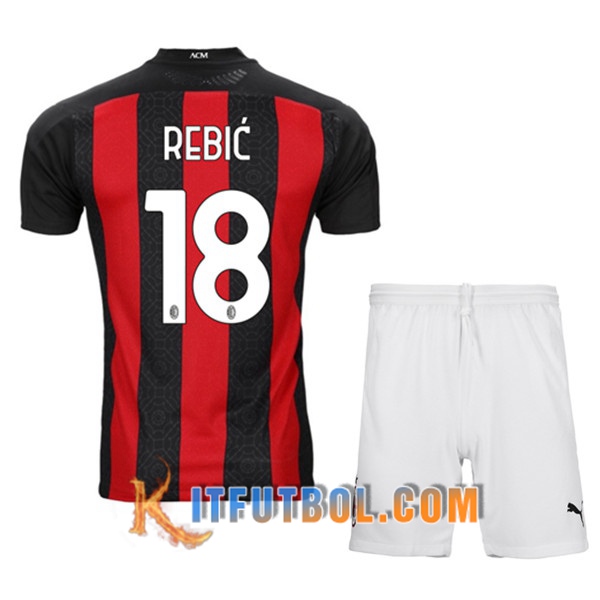 Camisetas Personalizadas Futbol Milan AC (REBIC 18) Ninos Primera 20/21