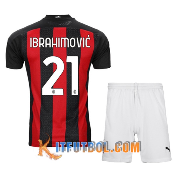 Camisetas Personalizadas Futbol Milan AC (IBRAHIMOVIC 21) Ninos Primera 20/21