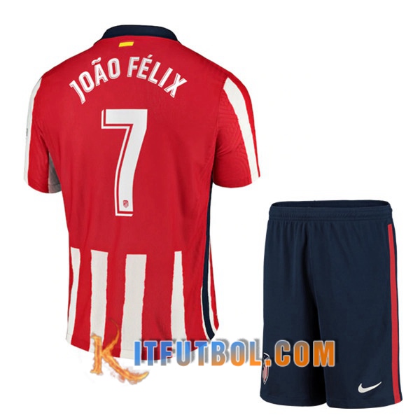 Camisetas Personalizadas Futbol Atletico Madrid (Joao Felix 7) Ninos Primera 20/21