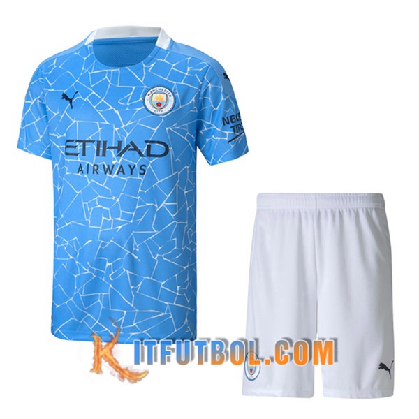 Traje Camisetas Futbol Manchester City Primera + Cortos 20/21