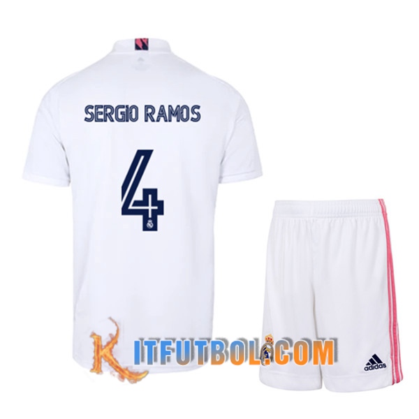 Camisetas Personalizadas Futbol Real Madrid (SERGIO RAMOS 4) Ninos Primera 20/21