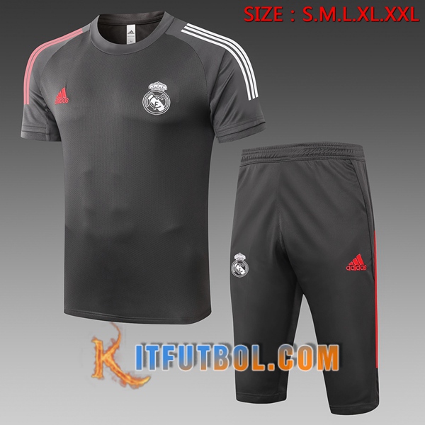Camisetas de entrenamiento Real Madrid + Pantalones 3/4 Gris 20/21
