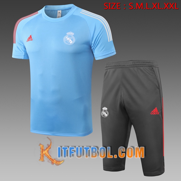 Camisetas de entrenamiento Real Madrid + Pantalones 3/4 Azul 20/21