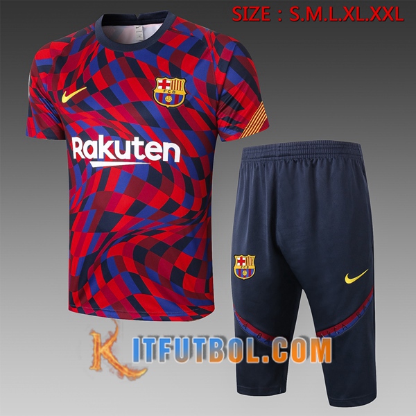 Camisetas de entrenamiento FC Barcelona + Pantalones 3/4 Roja 20/21