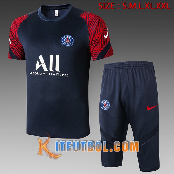 Camisetas de entrenamiento Paris PSG + Pantalones 3/4 Azul 20/21