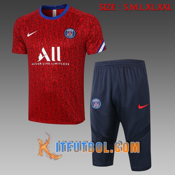 Camisetas de entrenamiento Paris PSG + Pantalones 3/4 Roja 20/21