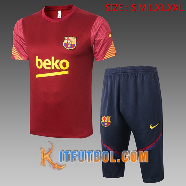 Camisetas de entrenamiento FC Barcelona + Pantalones 3/4 Roja 20/21