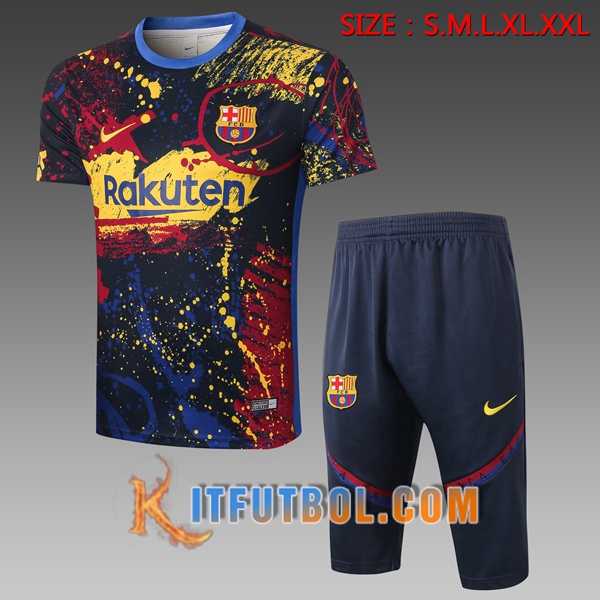 Camisetas de entrenamiento FC Barcelona + Pantalones 3/4 Azul 20/21
