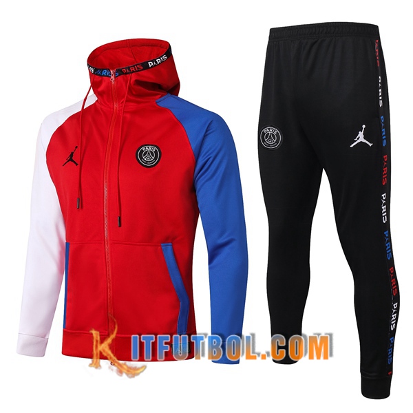 Nueva Chandal Futbol - Chaqueta con capucha + Pantalones Pairis PSG Jordan Roja 20/21