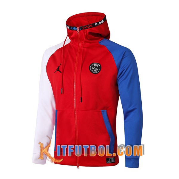 Nueva Chaqueta Futbol Con Capucha Pairis PSG Jordan Roja 20/21