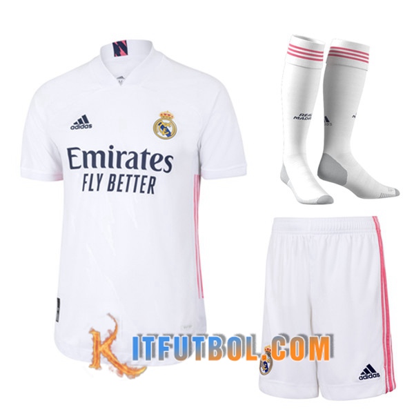 Traje Camisetas Futbol Real Madrid Primera (Cortos+Calcetines) 20/21