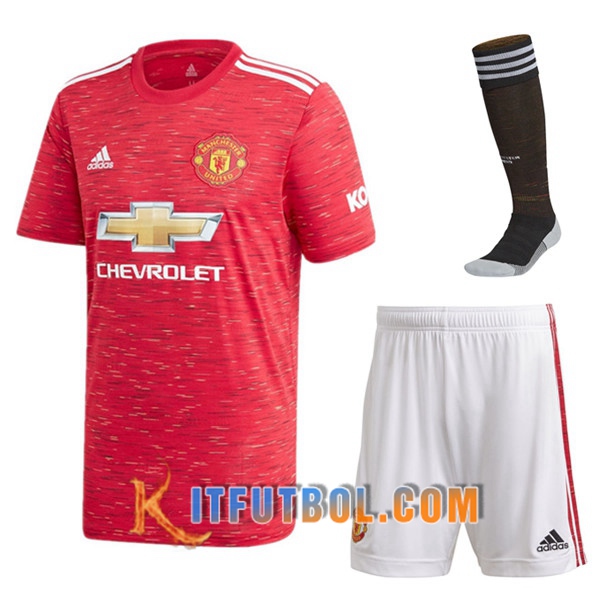 Traje Camisetas Futbol Manchester United Primera (Cortos+Calcetines) 20/21