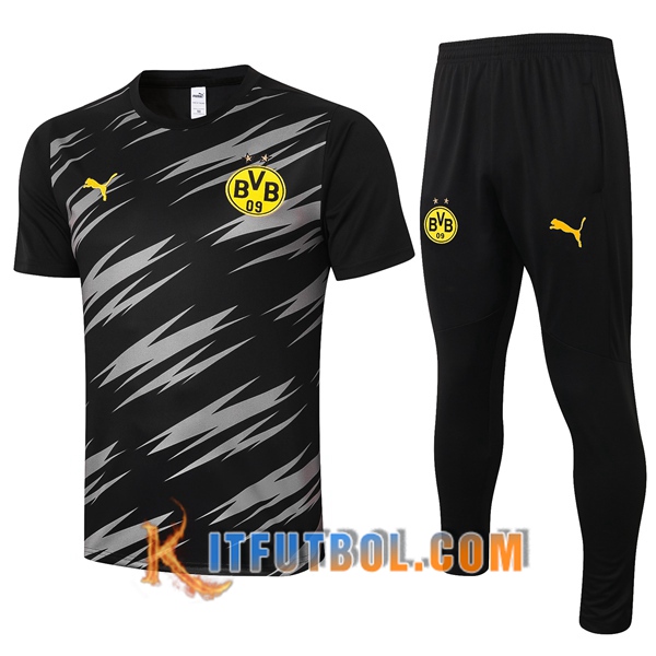 Camisetas de entrenamiento Dortmund BVB + Pantalones Negro 20/21