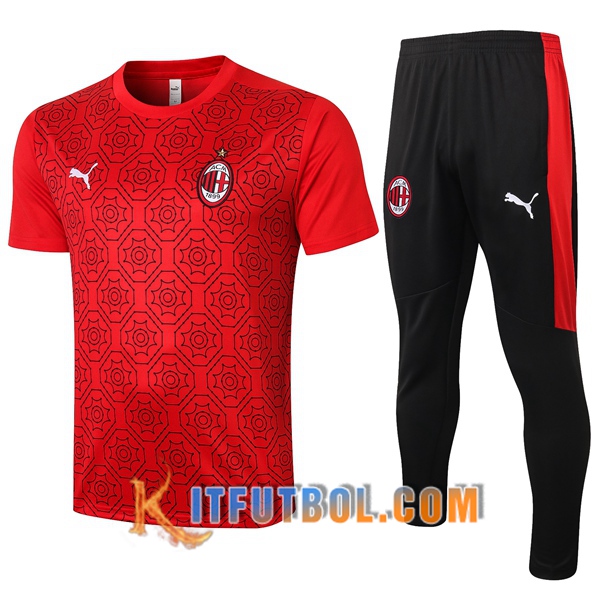 Camisetas de entrenamiento Milan AC + Pantalones Roja 20/21